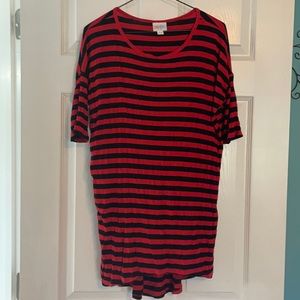 LuLa Roe Irma XXS red/black stretchy ribbed shirt